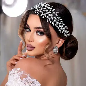Handmade Rhinestone Bridal Headband for Women Sparkling Wedding Hair Hoop Headpiece for Bride Photo Shoot & Formal Occasion