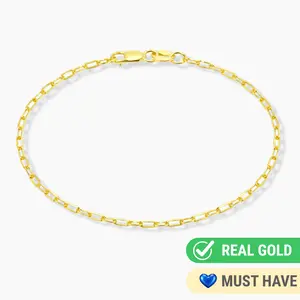 14K YELLOW GOLD PAPERCLIP BRACELET -2MM