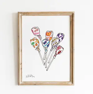 Dum Dum Lollipop Wall Art Illustration, Candy Wall Print, Hand Illustrated Poster No Frame