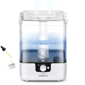 Chivalz 6L Cool Mist Humidifier with 360° Nozzle, Nightlight, Up to 50 Hours, Anti-dry Burn, Oil Diffuser for Bedroom, Home, Baby Nursery & Plants Household Appliances