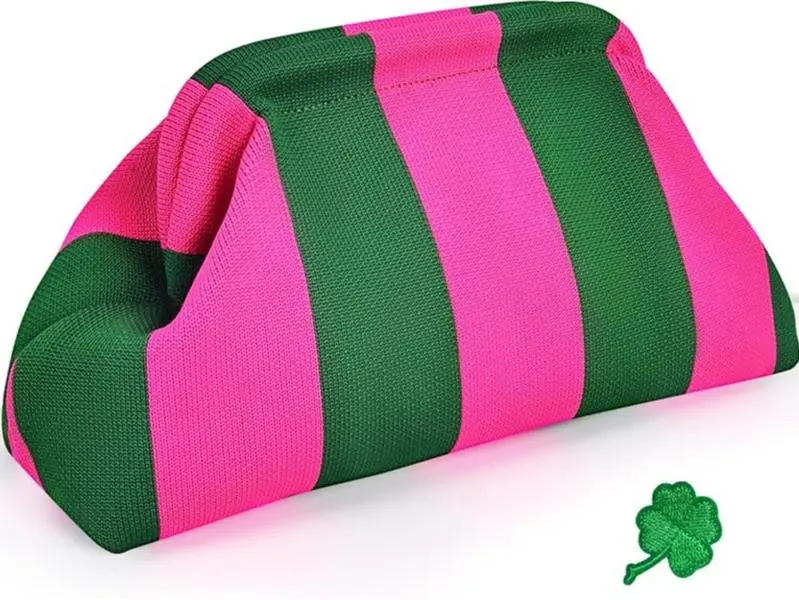 Woven Clutch Purses for Women, Summer Beach Crochet Striped Dumpling Bag Evening Handbag, Makeup bag Dumpling Bags