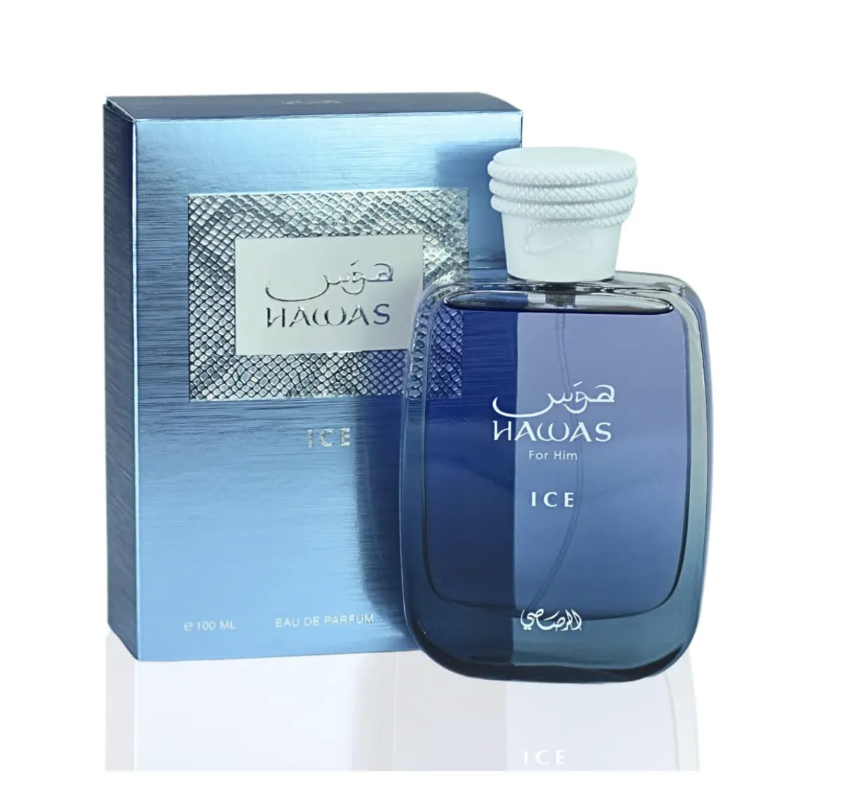 Rasasi Hawas Ice for Men Eau de Parfum Spray 3.4 Oz - Apple, Bergamot Aromatic Scent