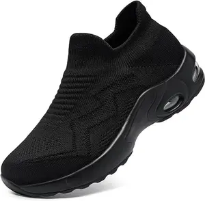 Steel Toe Shoes for Women Slip On Safety Toe Work Sneakers Easy Cuff Air Cushion Lightweight Breathable Comfortable Shoes Industrial Construction Footwear Walking Shoes