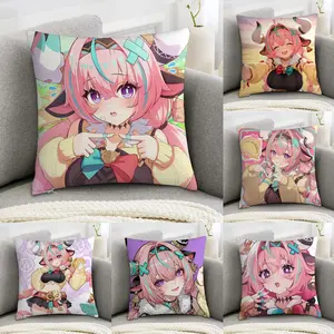 Hot Anime Genshin V-Varesa Cushion Cover Double-Sided Printed Soft Short Plush Sofa Cushion Covers | Polyester & Breathable, Invisible Zipper, Mite-Resistant, Durable | Ideal for Sofa, Bedroom, Car & Kids Gift