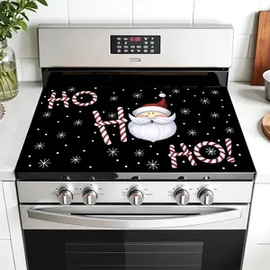 Santa Claus Pattern Kitchen Non-Slip Rubber Grill Mat, Stove Panel Protector, Christmas Decoration Gift, Durable Holiday Decor