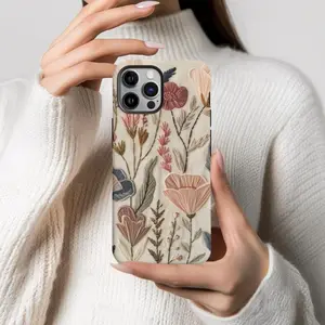 Retro Floral Faux Embroidery Phone Case, Bohemian Flowers Phone Case, Spring Phone Cases Suitable for IPhone17 11 12 13 14 15 16 Pro Max Air Plus