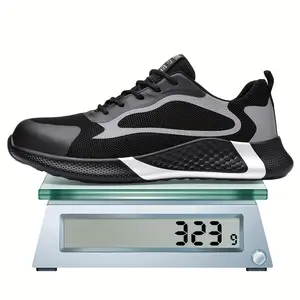 Men's Work Sneakers, Cushioned Safety Shoes, Anti-Smash and Anti-Puncture Work Shoes, Breathable Mesh Steel Toe Shoes
