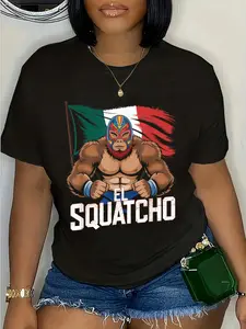 100% Cotton Unisex El Squatcho Tshirt Men Women Bigfoot Sasquatch Mexican T-Shirt