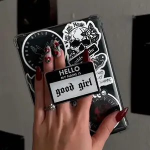 Hello My Name Is Good Girl Kindle Grip, Spicy Bookish Grip for E-Readers, Dark Romance Reader Accessory sticky phone magnetic mount, Compact Holder Stand