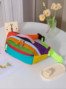 Unisex Dopamine Color Chest Bag, Lightweight Outdoor Travel Hiking Backpack, Crossbody Waist Pack, Handheld, Suitable for Travel, Camping, Commuting, Zipper Fanny Pack