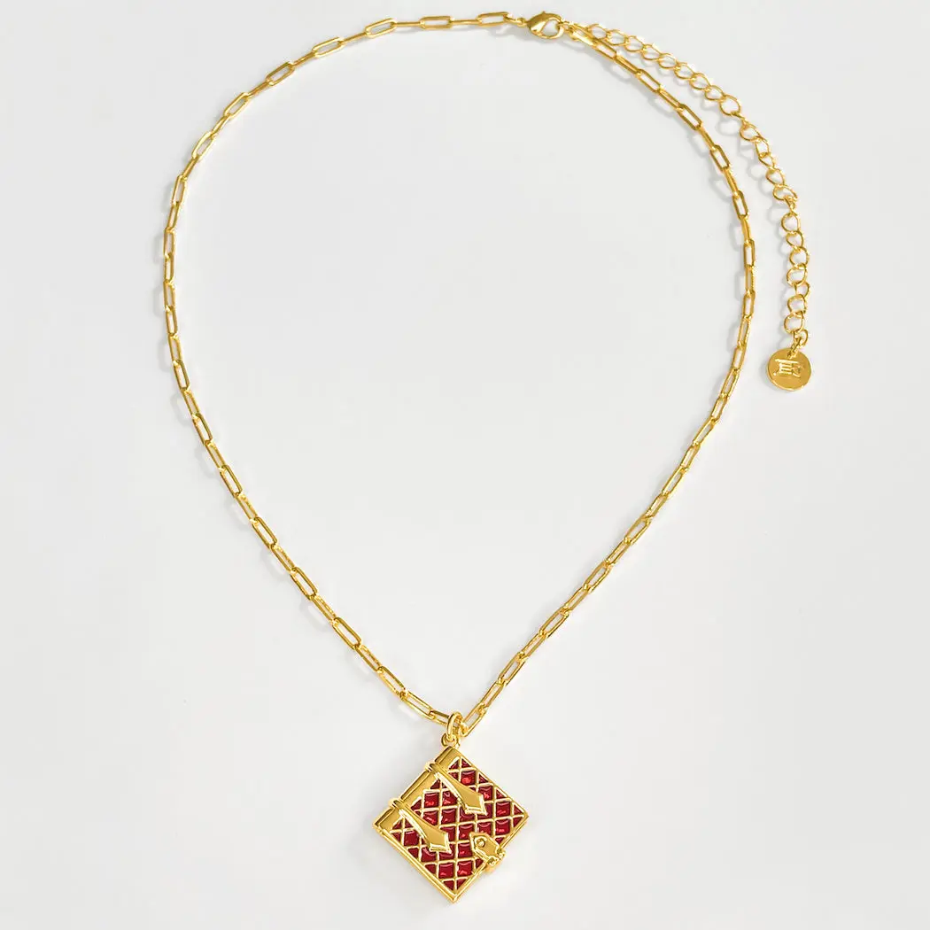 Secret Diary Book Locket (Burgundy) - Gold