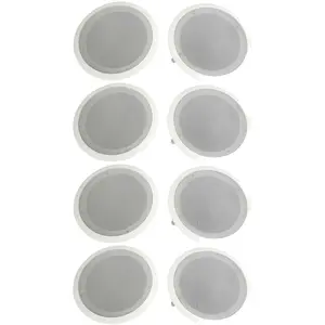 Pyle PDIC Series 8" 250W Round Flush Mount Wall and Ceiling Speakers, (8 Pack)