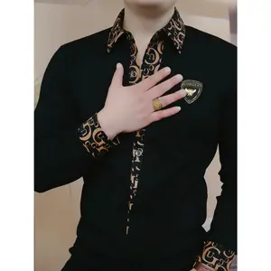 GUANGLI 2025 Spring Autumn New Affordable Luxury Fashion Men's Shirt Trendy Fake Two-Piece Cool Wild Slim Fit Quick-Drying Long Sleeve Picture Color Fathersdaygift Business Casual Outfits