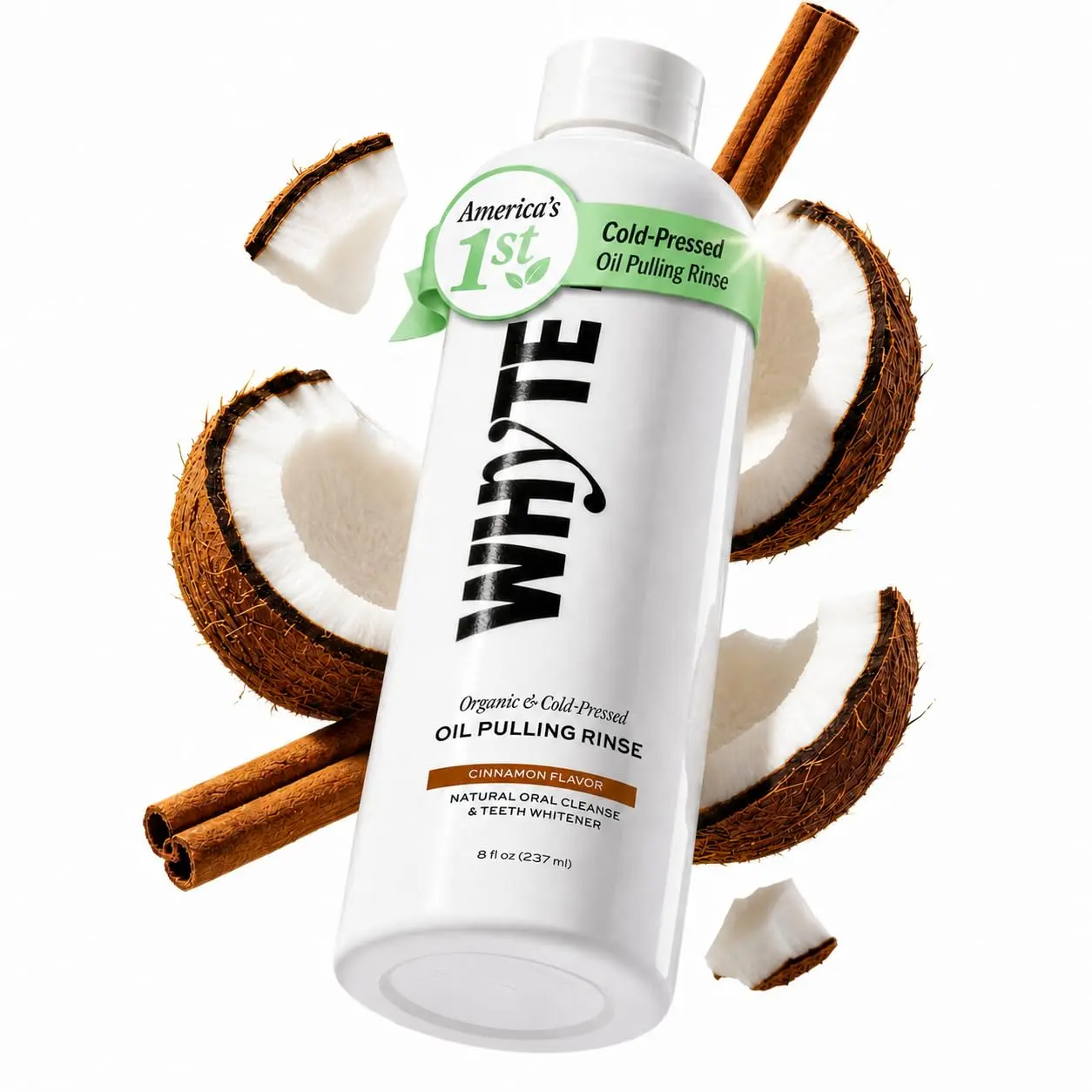 Whyte Organic Coconut Oil Pulling Mouthwash for Bad Breath, Teeth & Gums