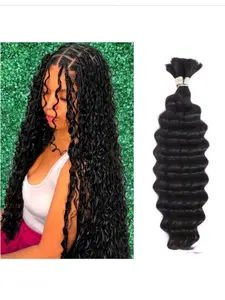 Braiding Hair 100g Deep Water Wave 2 Bundle Bulk Human Hair For Braiding Brazilian Virgin Auburn Curly Human Hair Extensions For Boho Braids Wet And Wavy Red Braiding Hair Lightweight & Breathable All-Day various colors are available (99J# 1B# 4# 27# 4/27