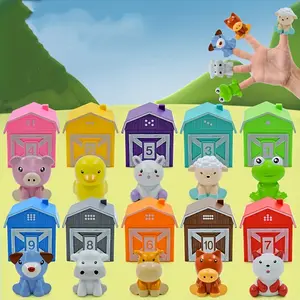 Learning Toys for 1,2,3 Year Old Toddlers,  10 Farm Animal Figurine & 10 Counting Barn Toys, Stacking Toys for Toddlers, Montessori Matching & Sorting Fine Motor Games, Christmas Birthday Easter Gift for Baby Boys Girls