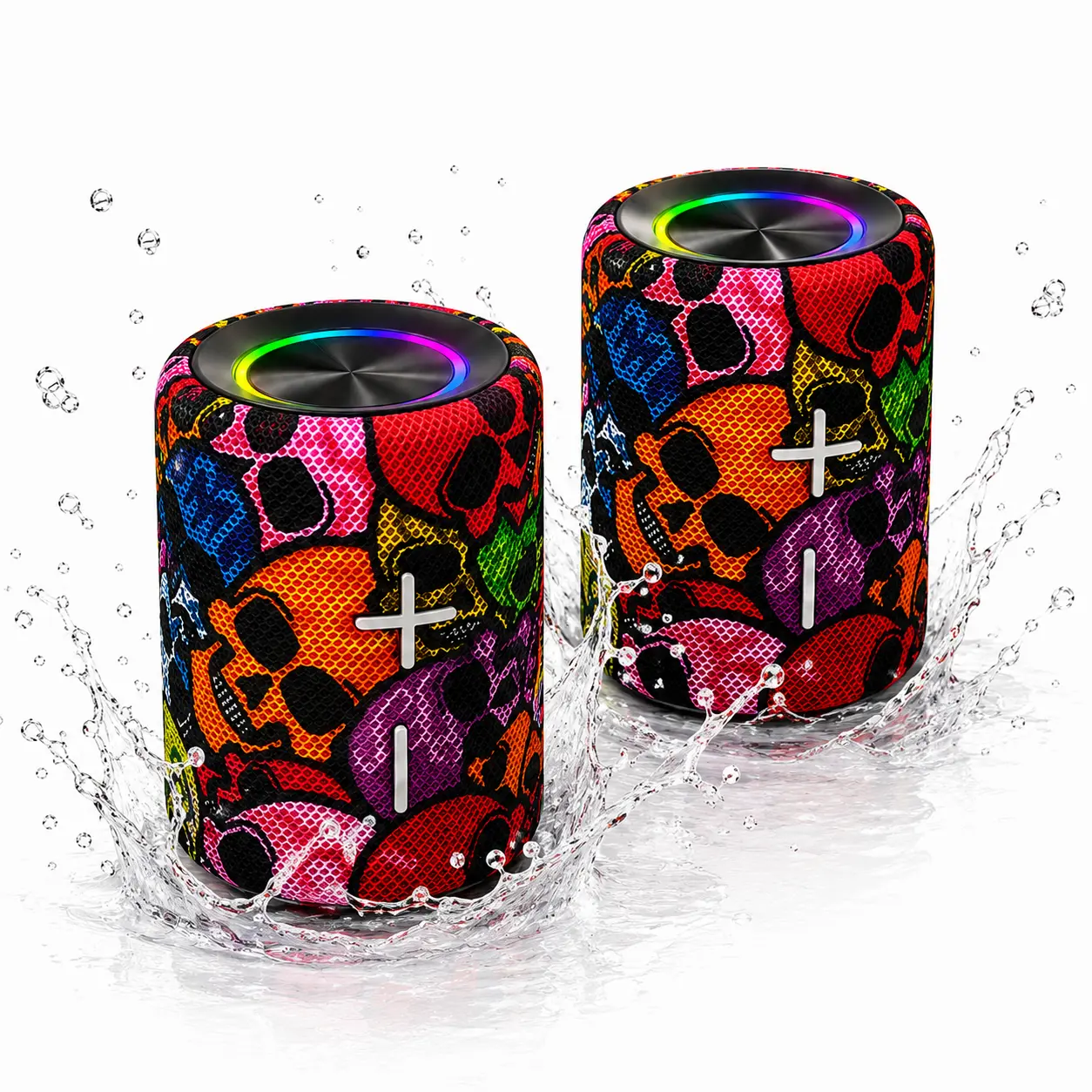 2-in-1 Magnetic Cylinder Bluetooth Speaker, 20W Detachable Wireless Stereo, Bluetooth 6.0, TWS Pairing, RGB LED Light, IPX6 Water Resistant, USB-C/AUX/TF, Button-Controlled, Portable Speaker with Batteries for Outdoor, Camping