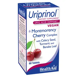 HealthAid Uriprinol, Uric Acid Cleanse, 60ct, Twice Daily, Montmorency Cherry Complex with Celery Seed, Turmeric and Banaba Leaf, Vegan