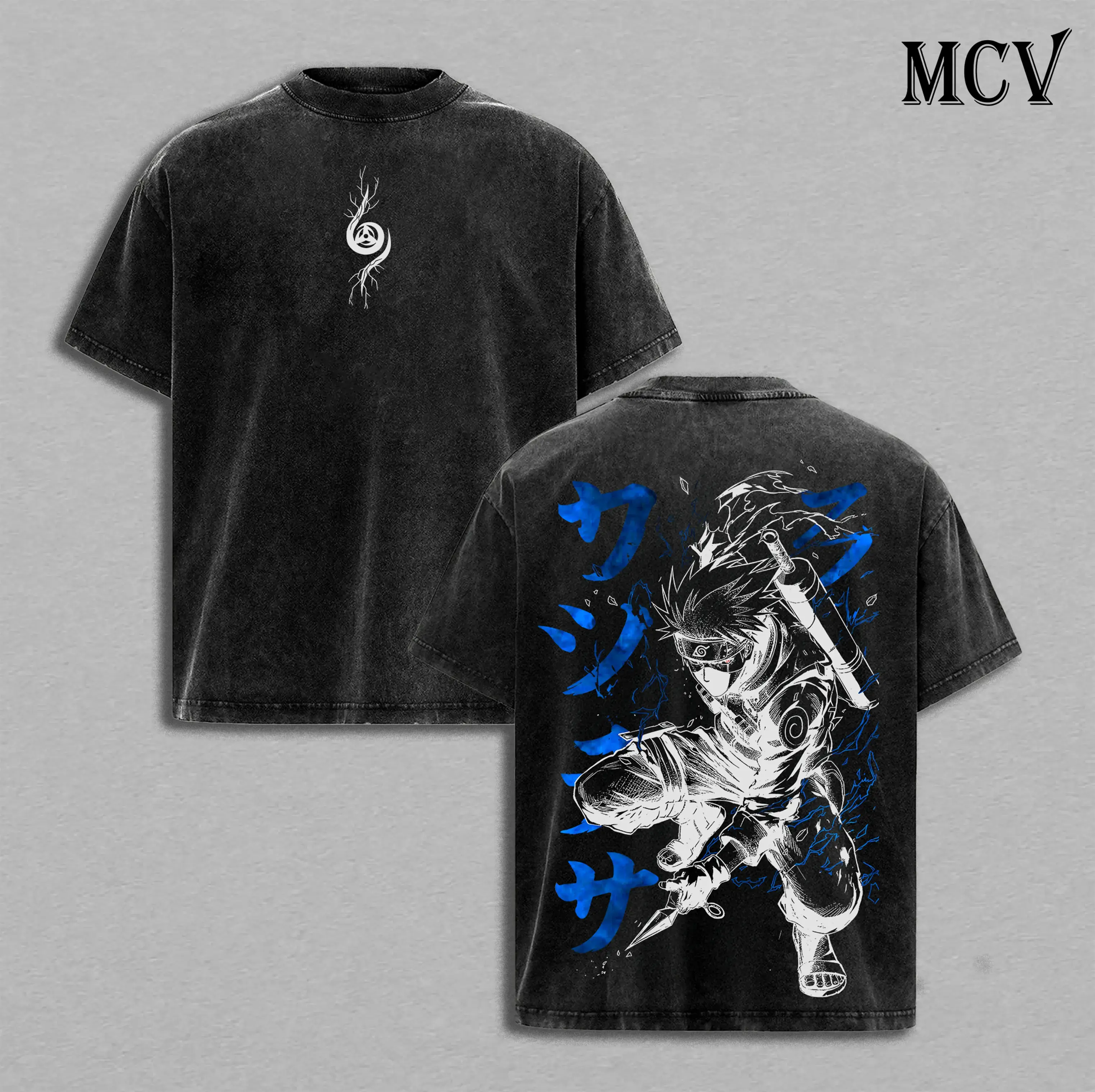 Kakashi Hatake Washed Tee – Naruto Anime Sharingan Copy Ninja Hidden Leaf Shinobi Streetwear Heavy Cotton Double Printed Graphic T-Shirt Unisex Oversize