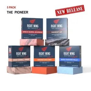 RIGHT WING NATURALS The Pioneer 5-Pack Men’s Tallow Soap Set – Handcrafted American 5-Bar Bundle with Bourbon, Citrus, Sandalwood, Oak & Fresh Mountain Scents – Grittiest Grooming Collection for Trailblazing Men
