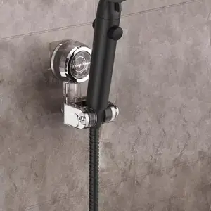 Transparent Suction Cup Shower Base, Adjustable Shower Head Holder, Easy Installation No Drilling Wall Mounted, Detachable Portable Design, Showerhead Holder