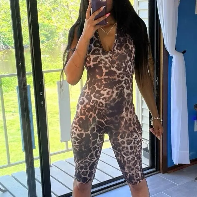 Body Language Women’s Cheetah Print Romper - Stylish Summer Outfit for Date Night, Vacation