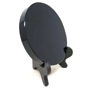 Black Obsidian Scrying Mirror with Stand – 12cm for Divination, Psychic Vision &amp; Inner Wisdom