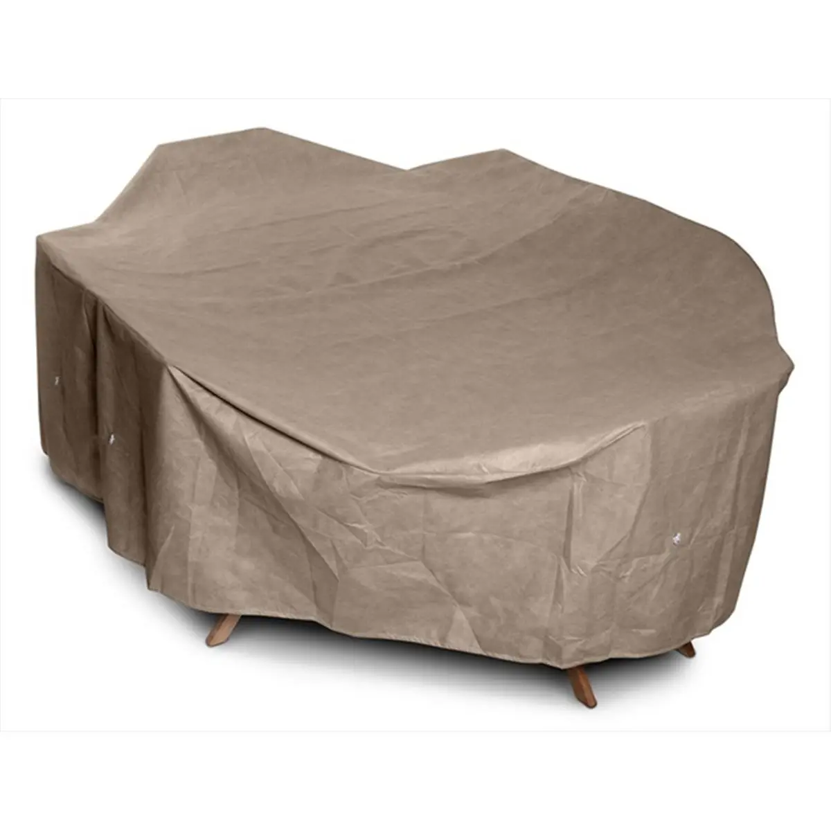 KoverRoos III Supersize Lightweight High-Back Dining Set Cover, Taupe, 6 lbs, 3-Layer Nonwoven Protective Fabric, 140 x 80 x 36 in, Drawstring-Attachment System with U-Shaped Hook/Bungee System (Model 31462)