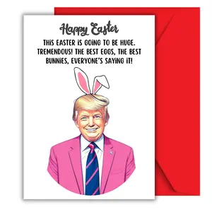 Trump Easter Card, Cartoon Easter Bunny Card for Friend, Coworker, Kids, Collegues, Wife, Husband, Boyfriend, Girlfriend, Bf, Hubby, Funny, Easter Basket Stuffer, Fast shipping Hilarious Joke Gag gift