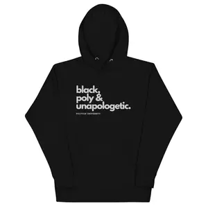 Black. Poly. Proud. Hoodie - Love Without Limits, 3-Panel Hood, Front Pouch Pocket, 100% Cotton Face, Classic Streetwear Fit Menswear Stylish Matching Small