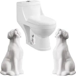2Packs Decorative White Dog Tall Toilet Bolt Caps Ceramic Toilet Screw Cover Caps for Bathroom Decor Easy Installation
