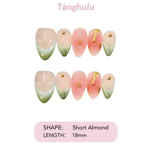 Tanghulu Nails-Almond kiss Collection/Handmade Press On Nails/ Almond / Short 18mm