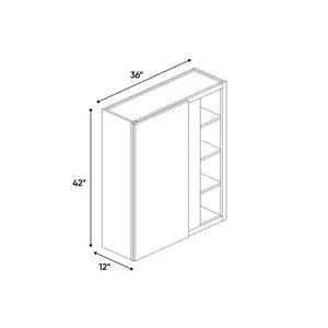 Slim Shaker White - 36x42 Inch Wall Blind Corner Wall Cabinet - 36" Width x 42" Height x 12" Depth