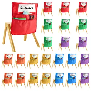 VEVOR Chair Pockets for Classroom,  24 Pack, 18 x 20 Inches Chairback Buddy Pocket with Name Tag, 6 Bright Colors, Back of Chair Organizer for Kids in Classroom, Kindergarten, School, and Home