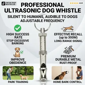 Professional Silent Dog Whistle for Training – Adjustable Frequency Bark Control Device, Durable Metal Ultrasonic Recall Tool for Puppy Obedience, Outdoor & Home Use