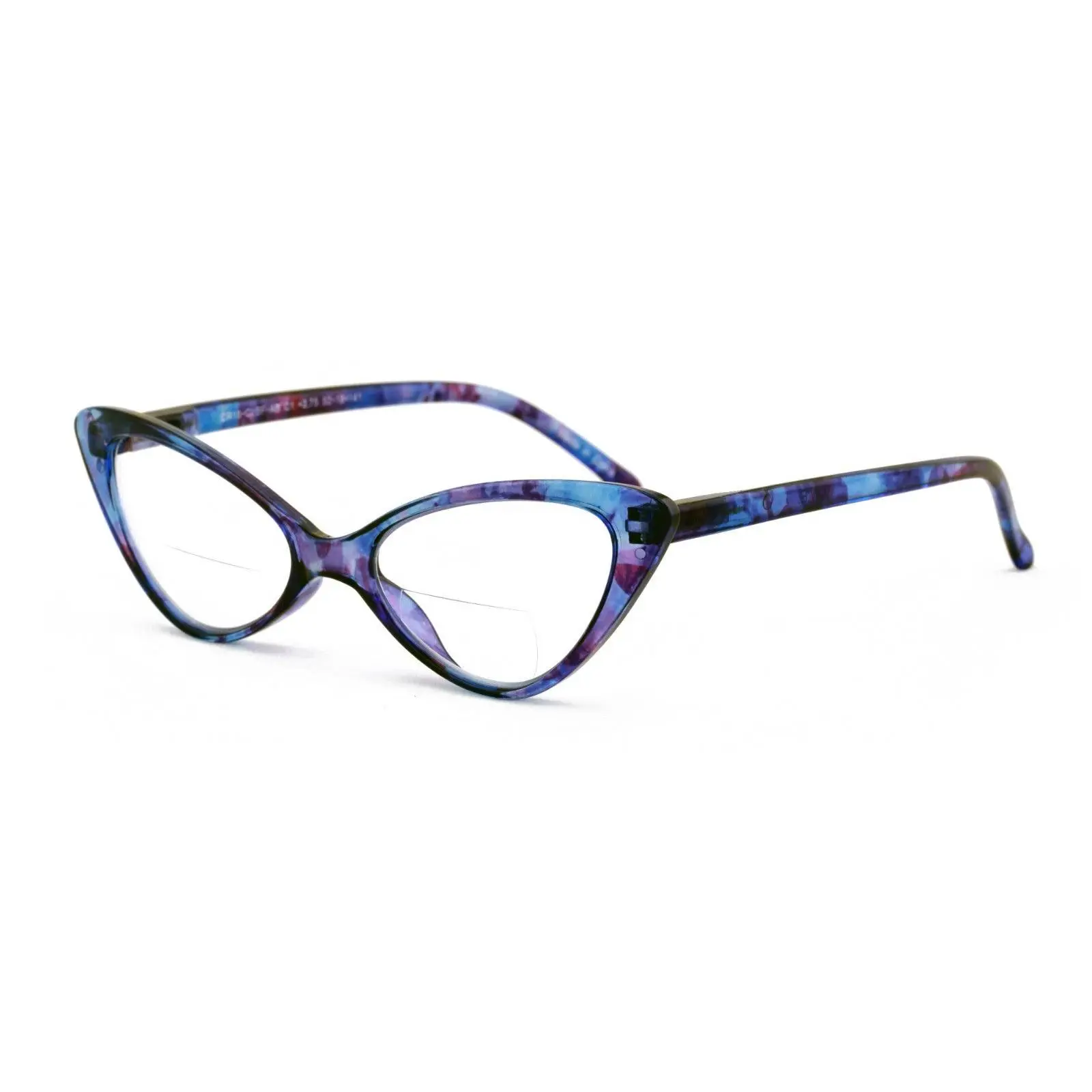 Women's Slim Cateye Clear Bifocal Reading Glasses - Anti-Blue UV Blocker Readers
