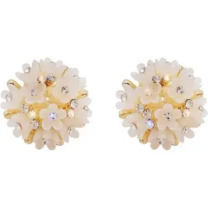 Flower  Stud Earrings  Plated Cubic Zirconia  Boho White  Cluster Ball  Small Fairy Earrings for Women Minimalist Summer Spring Wedding Bridal Prom Party Fashion  Gifts