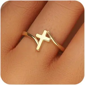 Chunky Gold Statement Rings for Women 14K Gold Silver Tone Non Tarnish Cute Puffy Dome Croissant Thumb Band High Polished Smooth Comfort Fit Size 5-10