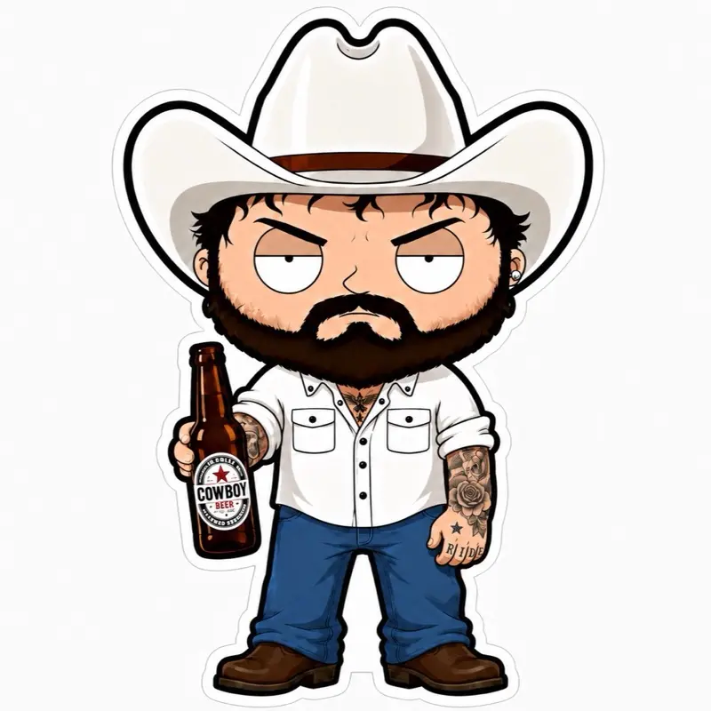 Funny cowboy stew custom sticker
