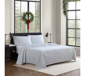 Eddie Bauer Explorer Bears Grey Cotton Flannel Twin Sheet Set