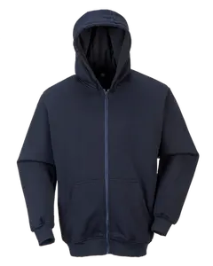 Portwest UFR81 Extra Large Flame Resistant Zippered Front Hooded Sweatshirt, Navy - Regular