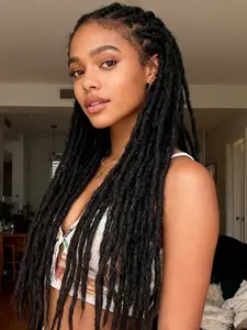 Dreadlock Extensions Braiding Hair 4 Pack(40Strands) Thin 0.6cm Dreadlock Handmade Hip-Hop Style Dreadlocks Extensions 24 Inch Synthetic Heat Resistant Hair Extension