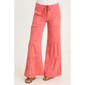 Tiered Wide Leg Drawstring Flare Ruched Pant
