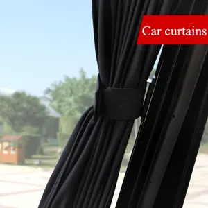 2Pcs 50Cm Car Sun Shade Side Window Curtain Auto Foldable Uv Protection Accessories Black Pure Cloth Auto Accessories NONE
