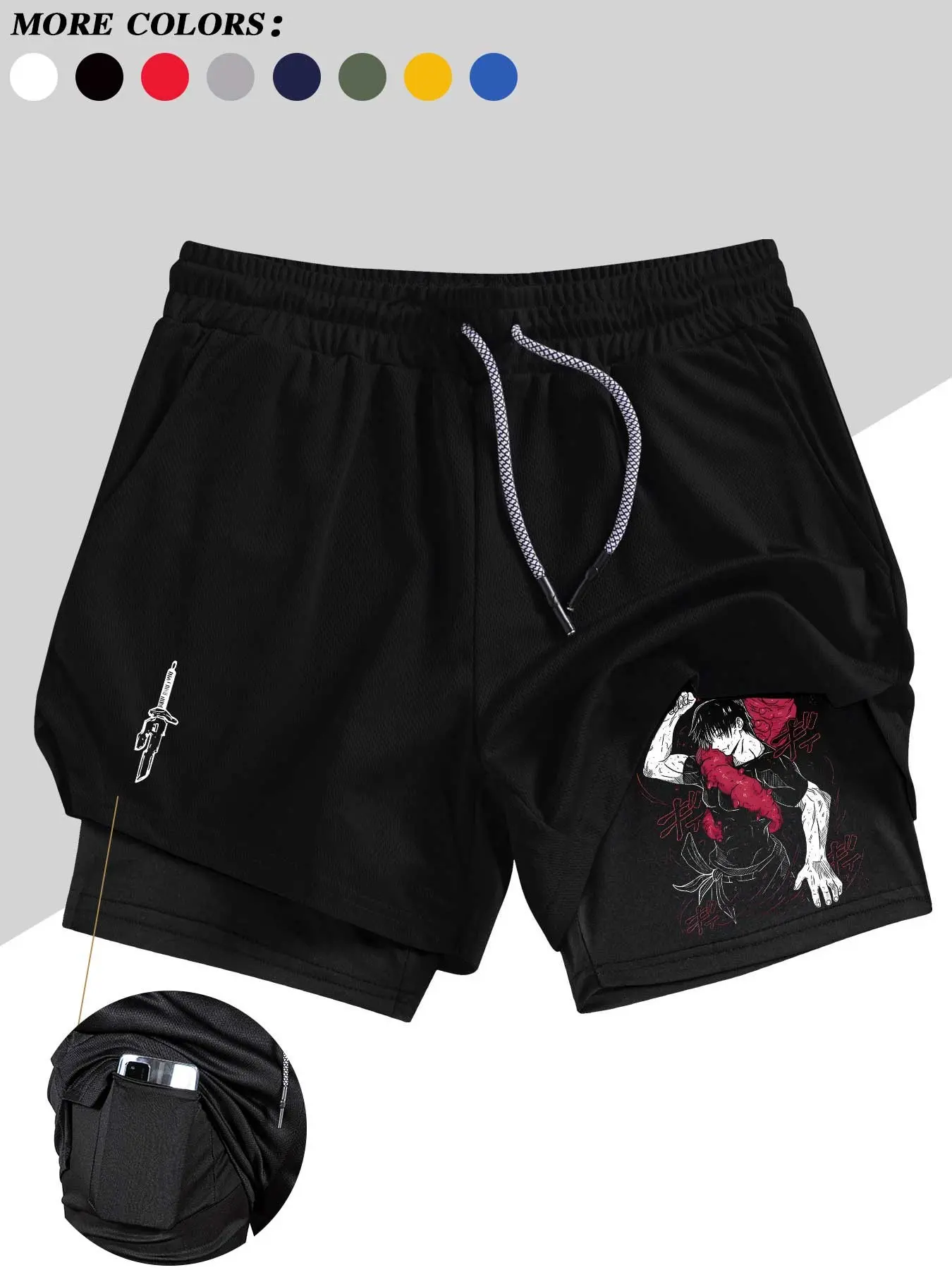 Men's Belief Conquers Fear Printed Gym Shorts, Workout Shorts, Sports Yoga Shorts, Stretch Knitted Fabric, Perfect for Running Training Yoga Outdoor Activities, Sporty Casual Style, Athleisure Shorts