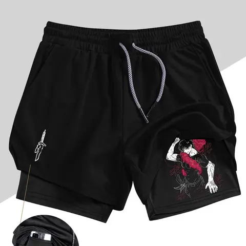 Men's Belief Conquers Fear Printed Gym Shorts, Workout Shorts, Sports Yoga Shorts, Stretch Knitted Fabric, Perfect for Running Training Yoga Outdoor Activities, Sporty Casual Style, Athleisure Shorts