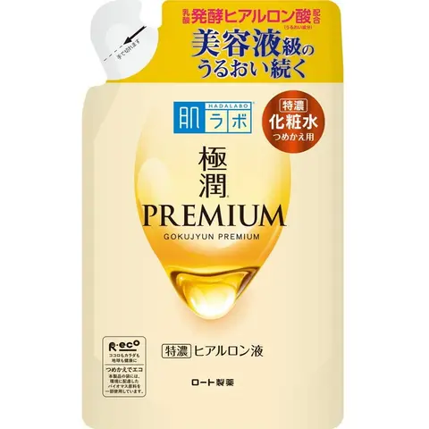 Hada Labo Gokujyun Premium Hyaluronic Acid Moisturizing Lotion Refill Pack - Soothing, Hydrating, Skin Barrier Support Moisturizers & Mists, Softens & Calms Dry Adults, Plumps Skin, Evens Tone/Texture, 5.74oz(170ml), 24-Month Shelf Life