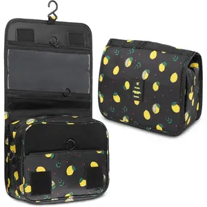Foldable  Travel Toiletry Bag, Portable Travel Bags, Multifunction Travel Makeup  Bag Organizer with  Hook (Black )