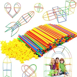 Creative Straw Stem Building Blocks Toy, 1 Set DIY Educational Straw Connector Toy, Suitable for Training Children's Motor Skills and Logical Thinking