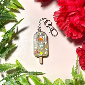 Rainbow popsicle keychain